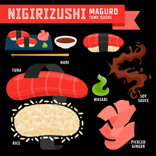 Nigirizushi maguro — Stockvektor