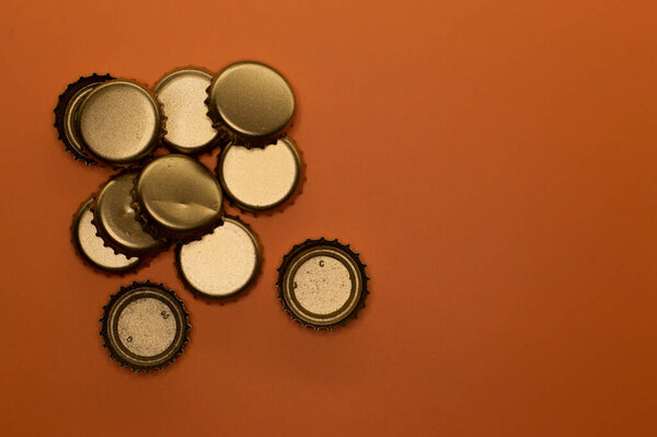 Template of metallic bottle cap for beverage industry projects or food and drink topics.