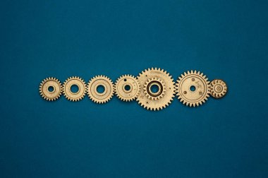 Endüstri projeleri veya mekanik konuları için altın plastik dişlilerin şablonu.