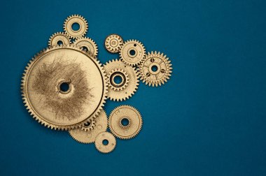 Endüstri projeleri veya mekanik konuları için altın plastik dişlilerin şablonu.