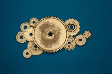 Endüstri projeleri veya mekanik konuları için altın plastik dişlilerin şablonu.