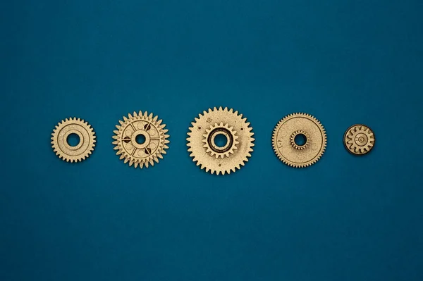 Endüstri Projeleri Veya Mekanik Konuları Için Altın Plastik Dişlilerin Şablonu — Stok fotoğraf