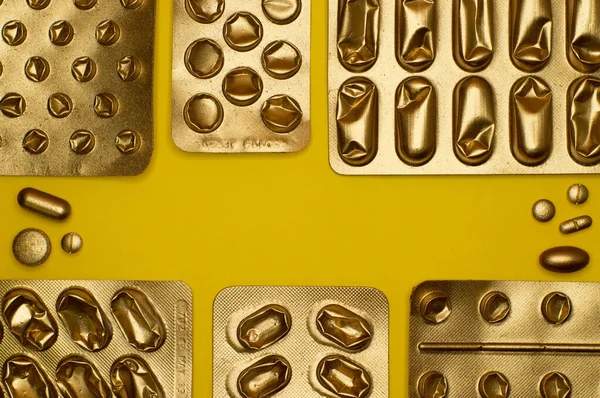 Шаблон Золотих Пластикових Шестерень Галузевих Проектів Або Теми Механіки — стокове фото