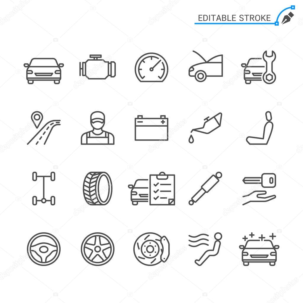 Auto service line icons. Editable stroke. Pixel perfect.