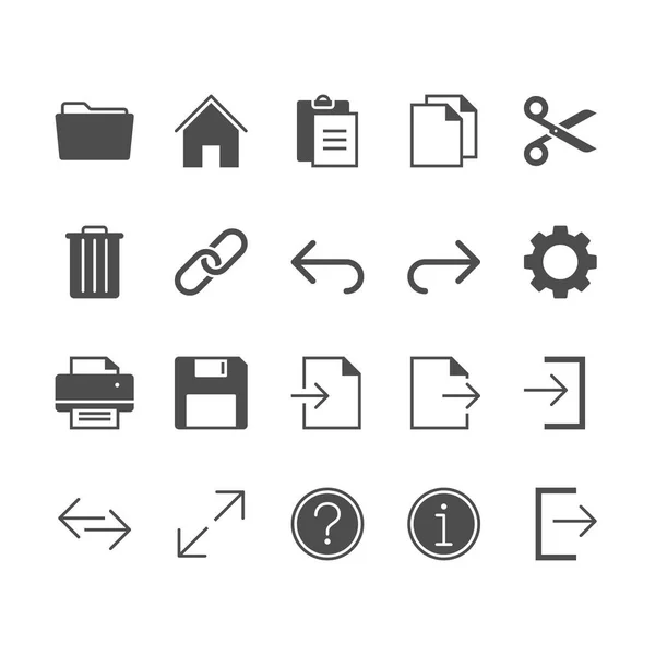 Ploché ikony panelu nástrojů aplikace. — Stockový vektor