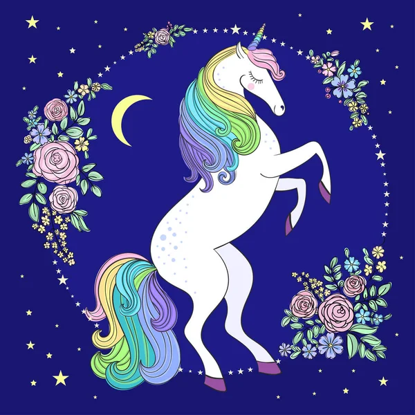 Güzel bir tek boynuzlu at. Vektör.