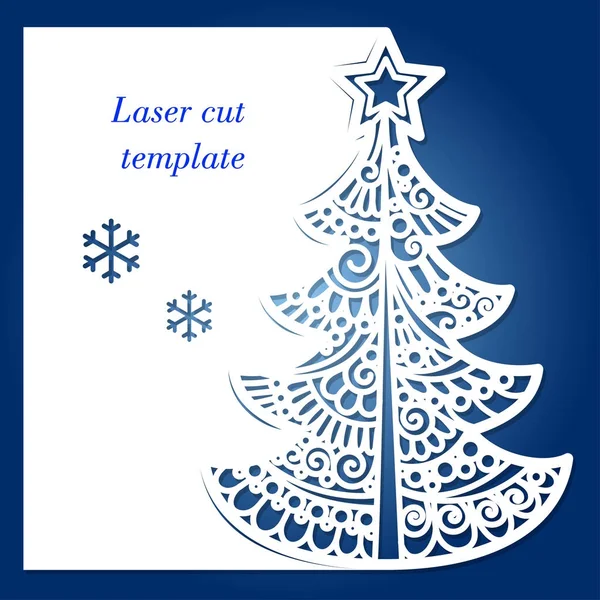 Lazer kesme şablonu ile Noel ağacı ve kar taneleri.