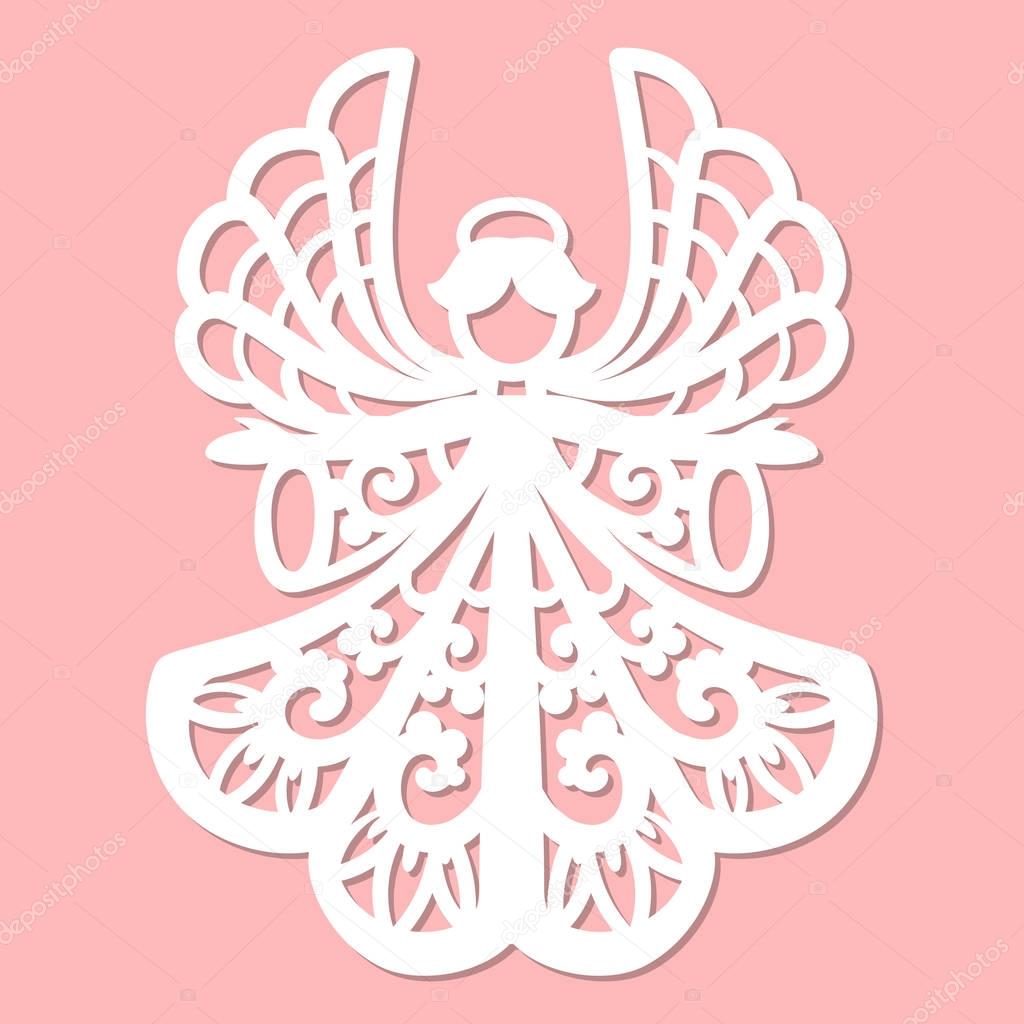 Beautiful, lace angel for laser cutting