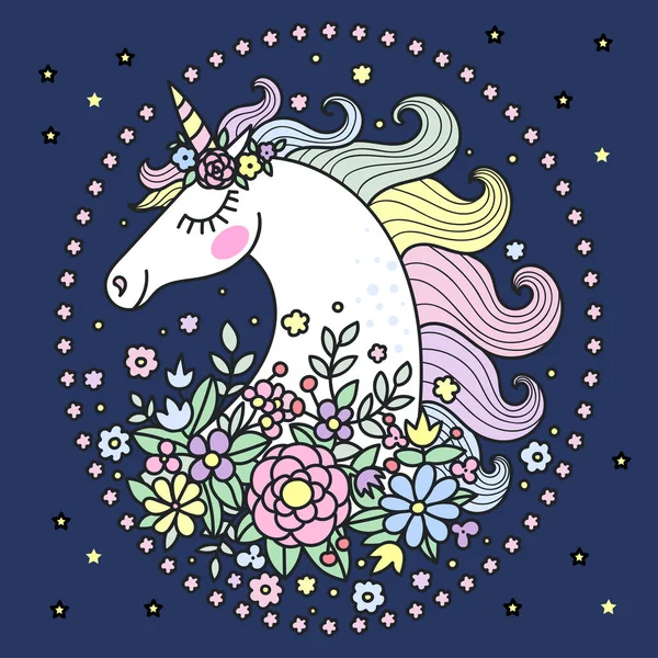 Lindo, dibujos animados unicornio — Archivo Imágenes Vectoriales