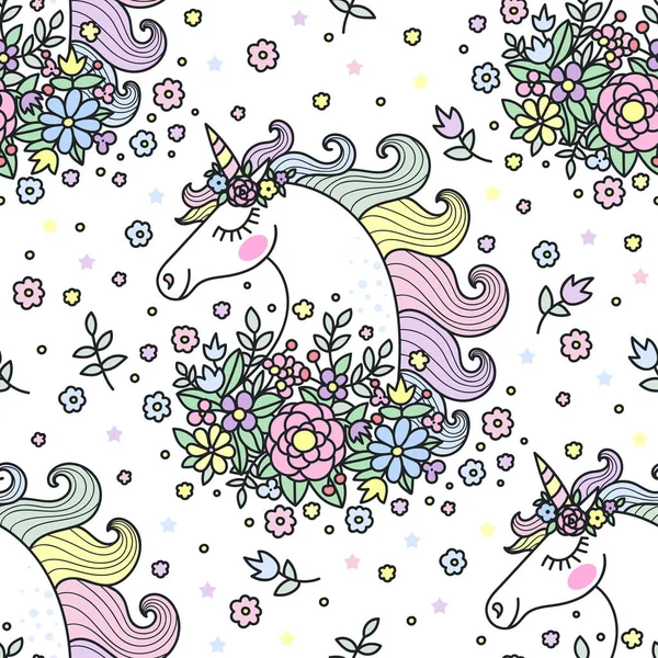 Pola mulus dengan unicorn - Stok Vektor