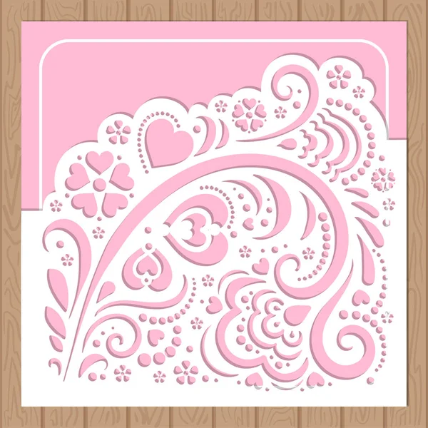 Wedding invitation envelope mock-up for laser cutting. Square. — Stock Vector