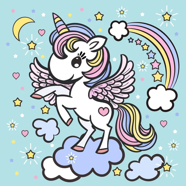 Small cute cartoon fantasy unicorn Vector Art Stock Images | Depositphotos