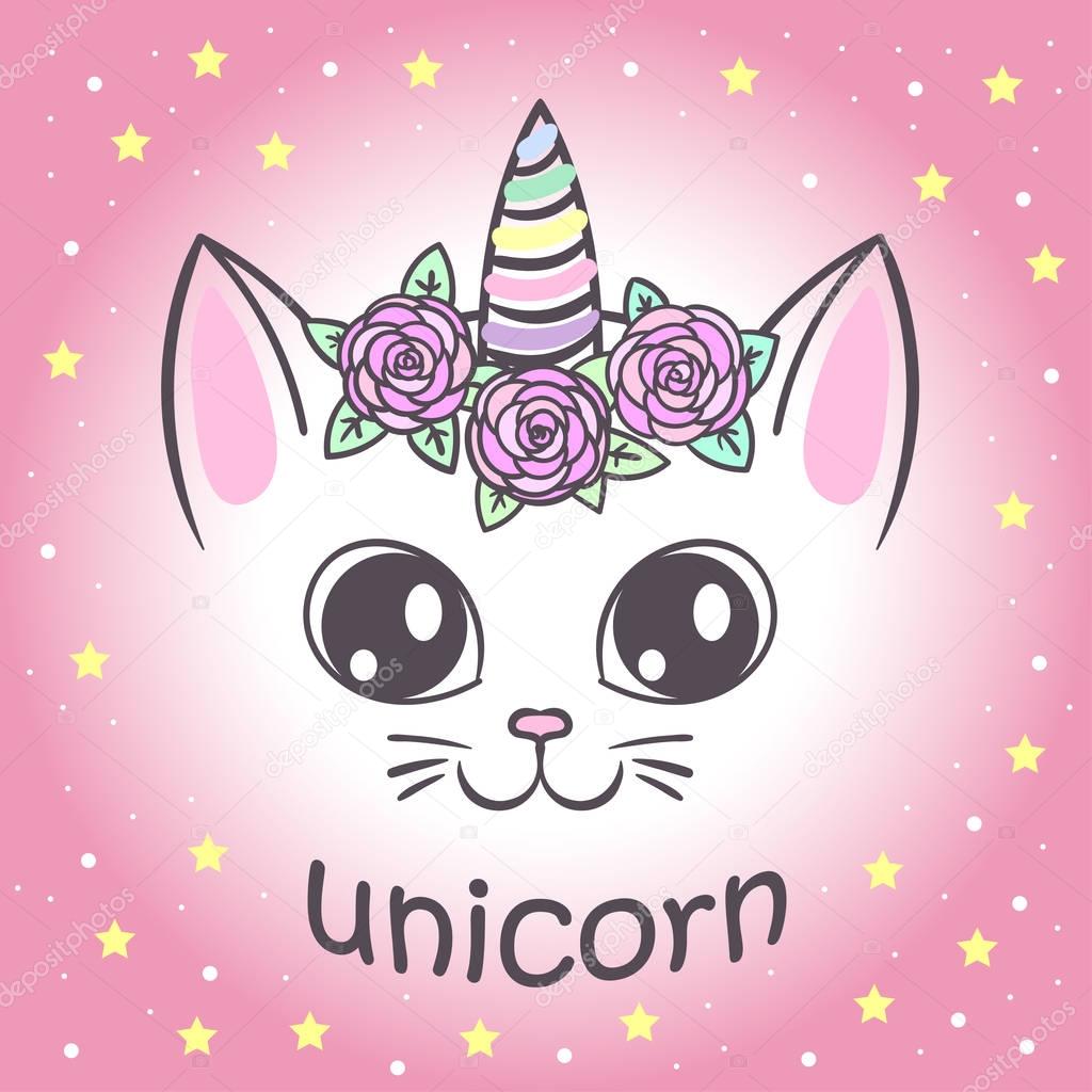 Cute unicorn cat — Stock Vector © Zerlina #188033824