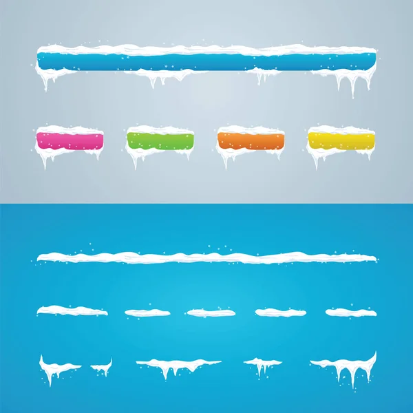 Menü çubuğu ve düğmeleri üzerindeki kar. Yeni yıl dekorasyon w için ayarla