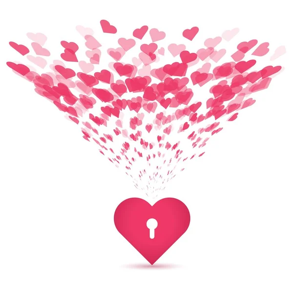 Farklı boyut kalpleri bir büyük yürekten uçan patlama oldu. Fo