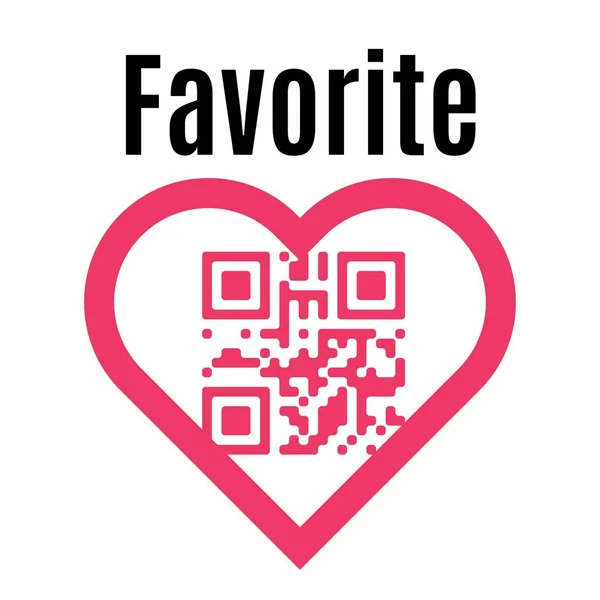 Word sık kullanılan kırmızı kalp siluet Qr kodu. Rel kavramı