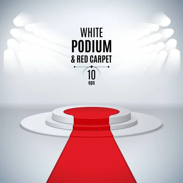 3d sahne podyum için ödül töreni kırmızı halı ile aydınlatılmış. 