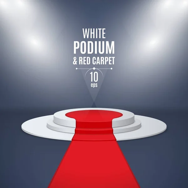 Etape illuminée podium 3d avec tapis rouge pour la cérémonie de remise des prix . — Image vectorielle