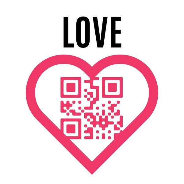 Kırmızı kalp siluet Qr kod Word aşık. Relatio kavramı