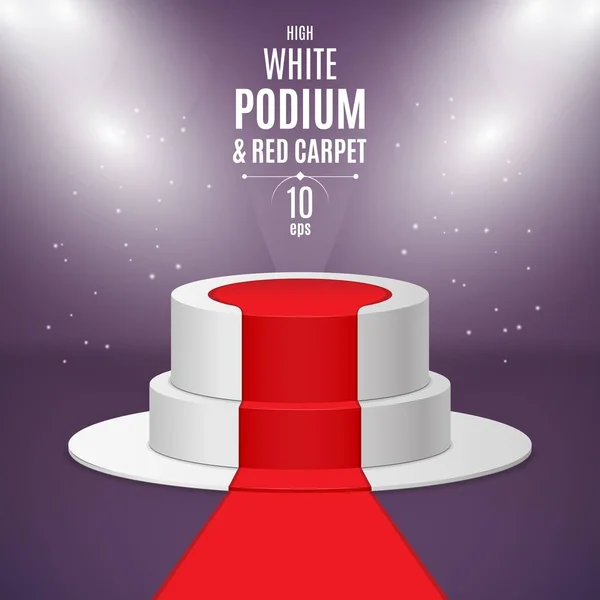 Sahne 3d yüksek podyum için ödül töreni kırmızı halı ile aydınlatılmış