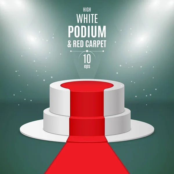 Sahne 3d yüksek podyum için ödül töreni kırmızı halı ile aydınlatılmış