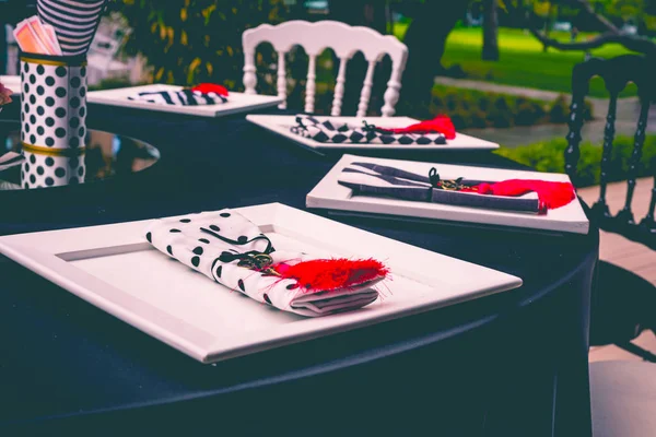 Elegantly Decorated Wedding Table Set — Stock Photo, Image