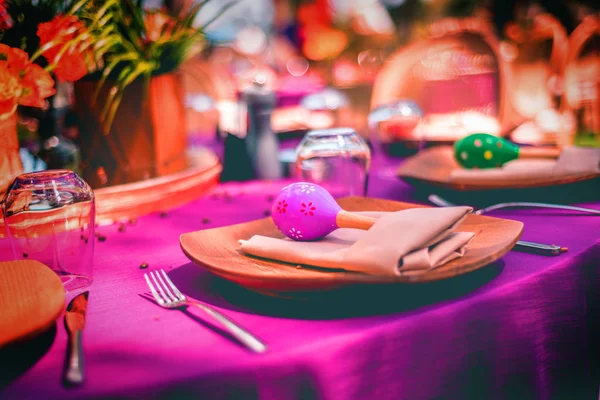 Elegantly Decorated Wedding Table Set — Stock Photo, Image