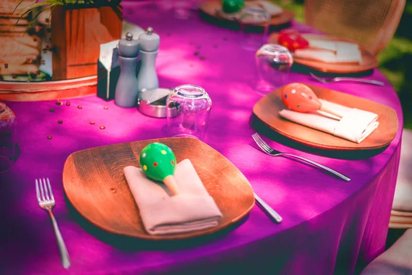 Elegantly Decorated Wedding Table Set — Stock Photo, Image