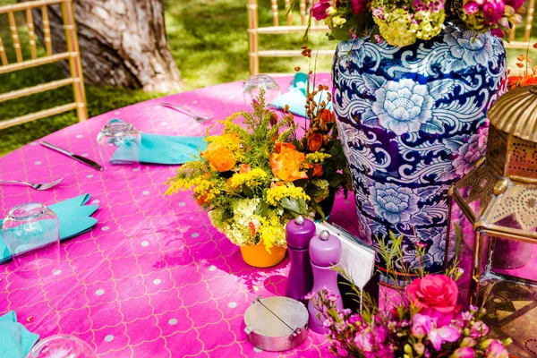 Элегантное Украшение Цветов Празднования Свадьбы Мероприятия Дня Рождения — стоковое фото