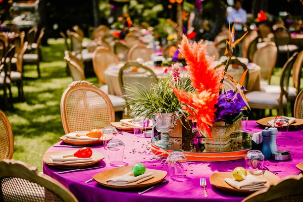 Elegantly Decorated Wedding Table Set — 스톡 사진