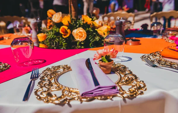 Elegant Table Setting Fork Knife Napkin — Stock Photo, Image