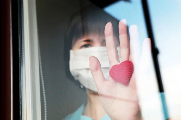 Cuarentena Durante Epidemia Coronavirus Covid Paciente Infectado Mujer Enferma Una — Foto de Stock