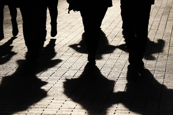 Silhouetten Und Schatten Von Menschen Auf Der Straße Menschenmenge Die — Stockfoto