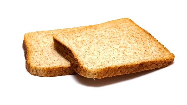 Två skivor vitt bröd isolerad på en vit bakgrund — Stockfoto