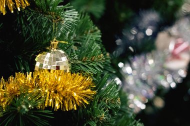 Sarı noel balosu ladin üzerine yakın çekim