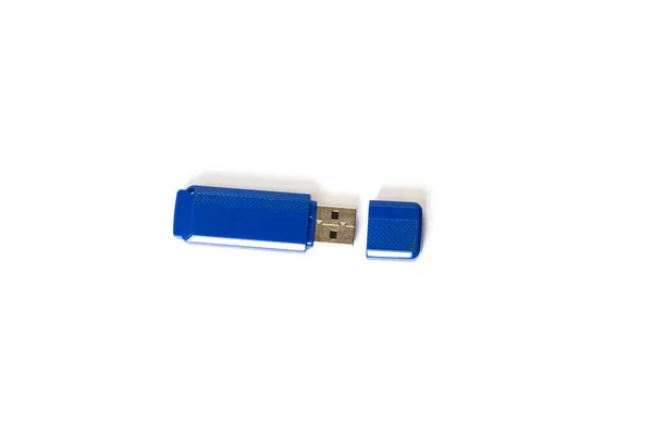 Clé USB bleue isolée sur fond blanc — Photo