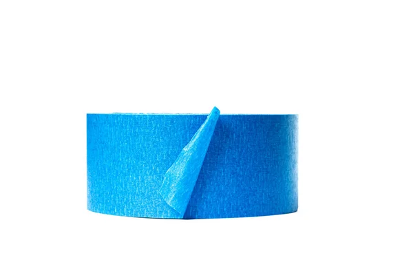 Blue masking tape isolated on white background — 스톡 사진