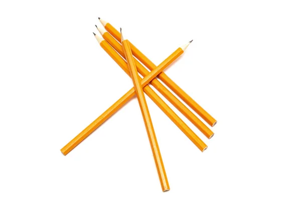 Fünf Bleistifte auf weißem Hintergrund, isoliert auf weißem Hintergrund — Stockfoto