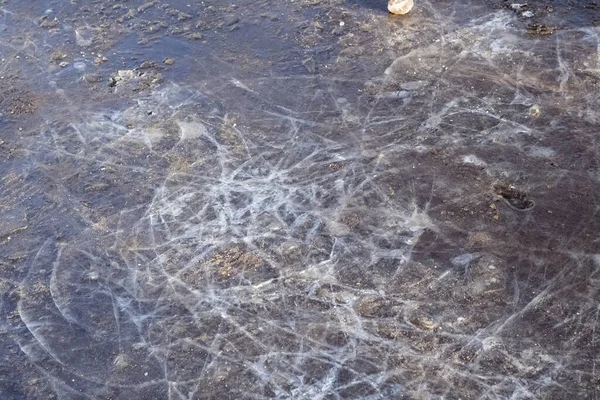 Cacos de gelo em um solo congelado — Fotografia de Stock