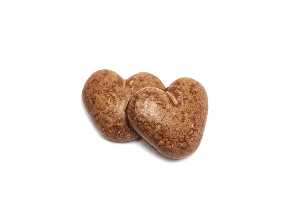 Heart shaped gingerbread cookies isolated on white background — Stockfoto