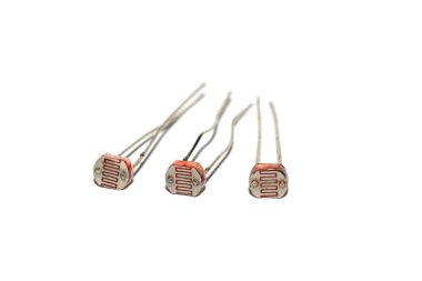 Three photoresistors isolated on a white background