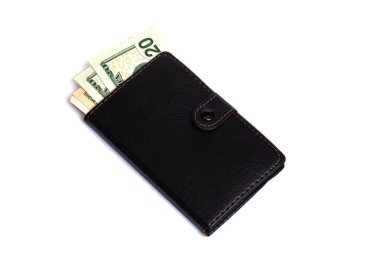Dollars in wallet isolated on white background