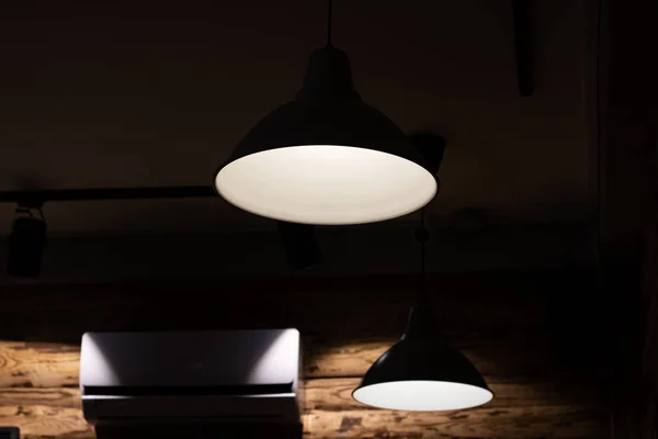 Bright White Light Bulb White Lamp Dark Close — Stock Photo, Image