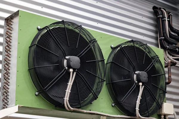 Large Industrial Air Conditioning Building Wall Close — Stock Photo, Image