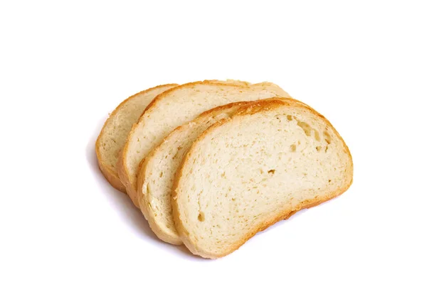 Pão Branco Fatiado Isolado Fundo Branco Fechar — Fotografia de Stock