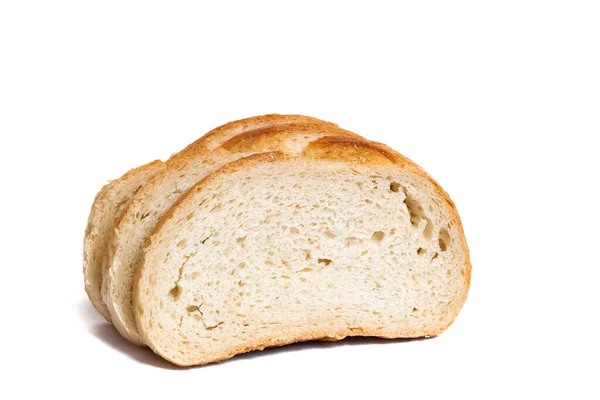 Pane Bianco Affettato Isolato Fondo Bianco Vicino — Foto Stock