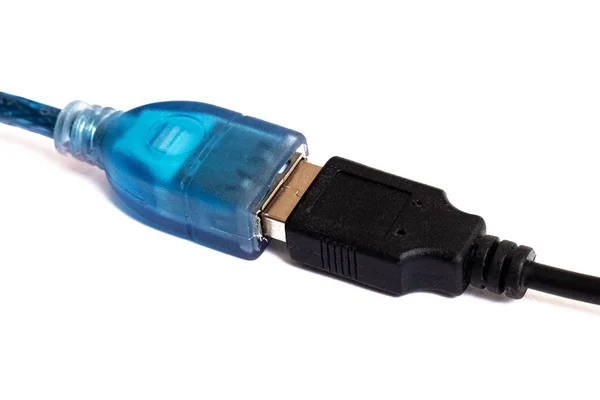 Подключение Двух Кабелей Usb Изолированных Белом Фоне — стоковое фото