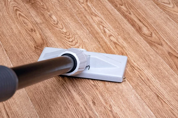 Vacuum Cleaner Brush Wooden Floor Close — Stock Photo, Image