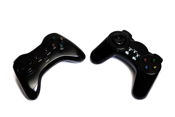 Dos Joysticks Juego Aislado Sobre Fondo Blanco Cerca — Foto de Stock