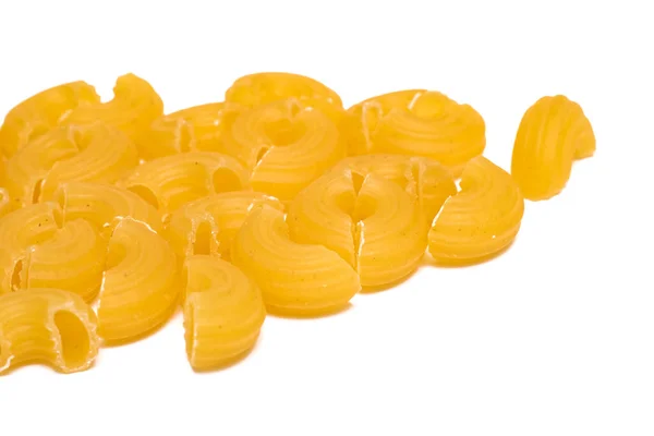 Gele Pasta Geïsoleerd Een Witte Achtergrond Close — Stockfoto